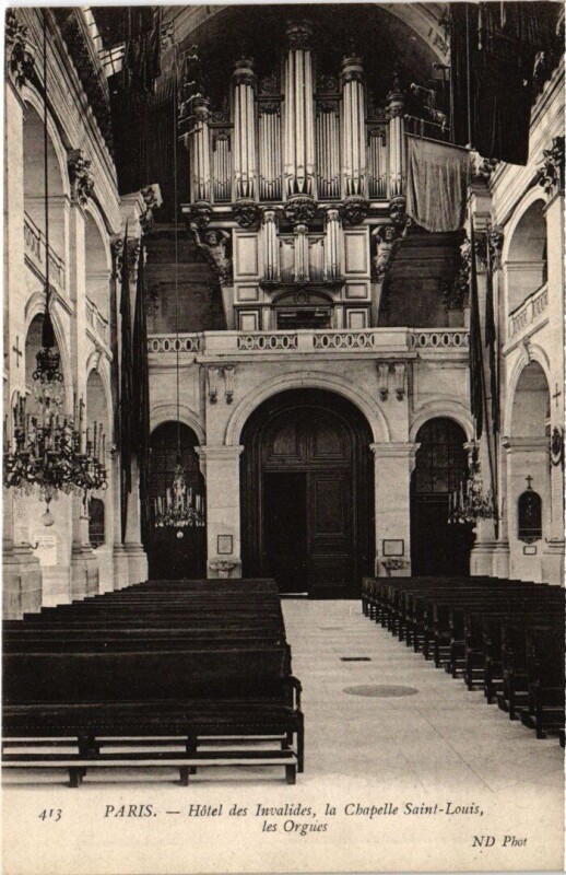 Carte postale ancienne Paris 7e Hotel des Invalides Les Orgues Chapelle Saint-Louis à Paris 7e