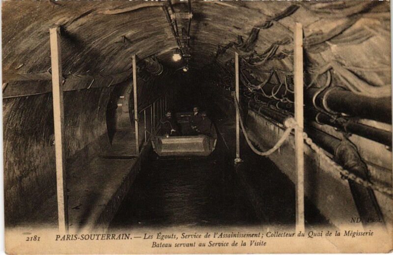 Carte postale ancienne Paris Souterrain Les Egouts Services de l'Assainissement