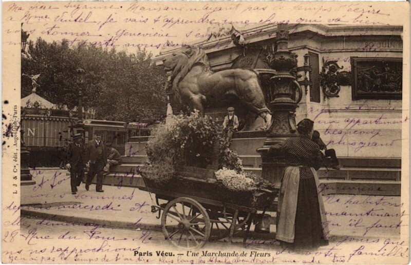 Carte postale ancienne Paris Vecu. Une Marchande de Fleurs