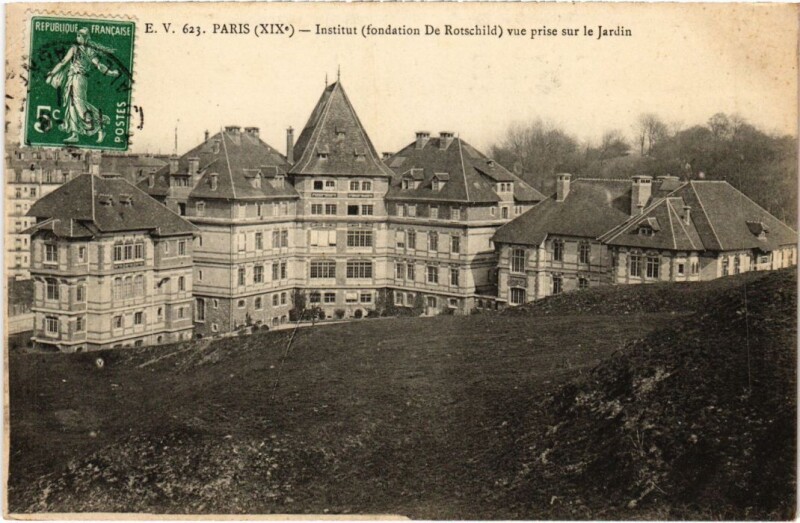 Carte postale ancienne Institut Fondation de Rotschild vue prise sur le Jardin à Paris 19e