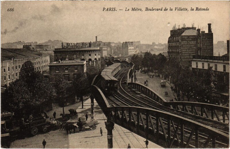 Carte postale ancienne Le Métro - Boulevard de la Villette - la Rotonde à Paris 19e