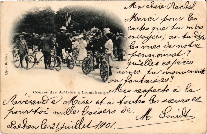 Carte postale ancienne Course des Artistes a Longchamps à Paris 16e