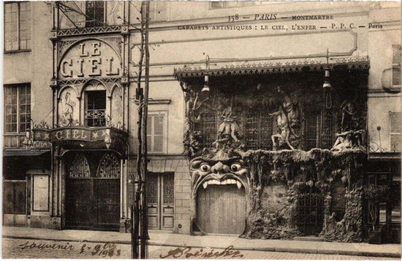 Carte postale ancienne Cabarets artistiques : le Ciel, l'Enfer à Paris 9e