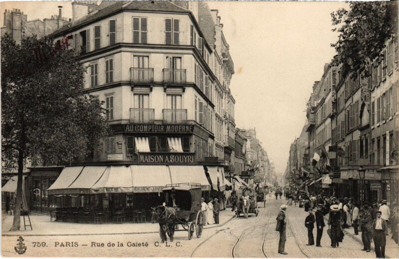 Carte postale ancienne Rue de la Gaieté à Paris 14e