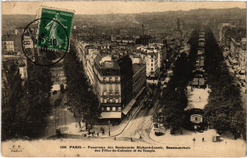 Carte postale ancienne Paris 4e Boulevard Richard Lenoir Bd beaumarchais à Paris 4e