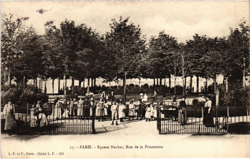 Carte postale ancienne Square Necker, rue de la Procession à Paris 15e