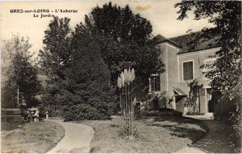 Carte postale ancienne Grez-sur-Loing L'Auberge - Le Jardin à Grez-sur-Loing