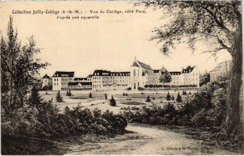 Carte postale ancienne Juilly College - Vue du College - Cote Parc d'Apres une Aquarelle à Juilly