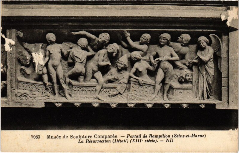 Carte postale ancienne Rampillon Musee de Sculpture Comparee - Portail de Rampillon à Rampillon