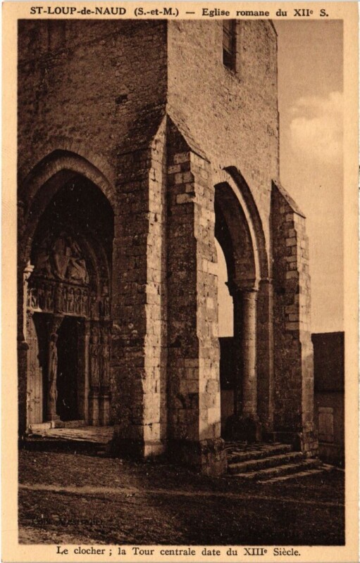 Carte postale ancienne Saint-Loup-de-Naud Eglise Romane à Saint-Loup-de-Naud