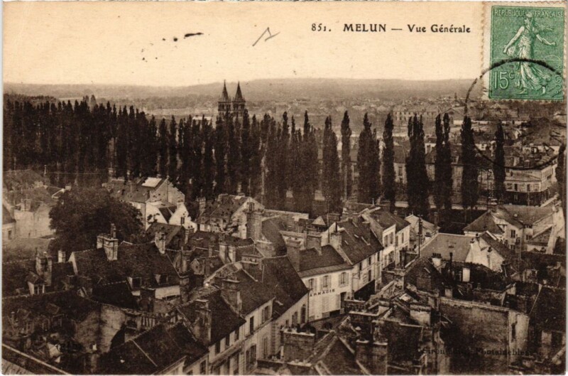 Carte postale ancienne Melun Vue Generale à Melun