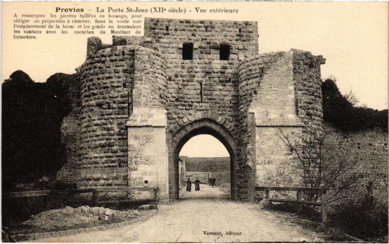 Carte postale ancienne Provins La Porte Saint-Jean - Vue Exterieure à Provins