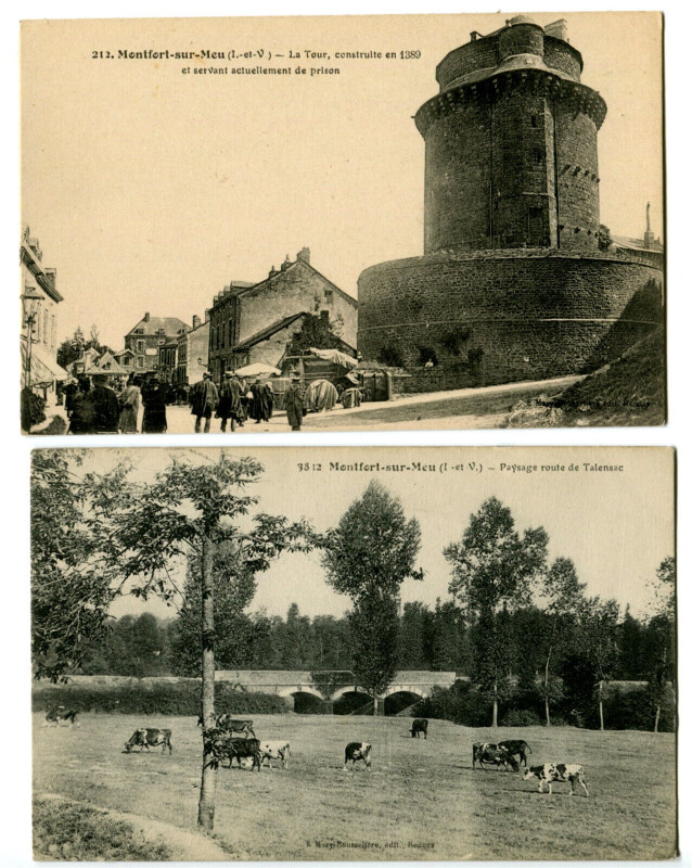 Carte postale ancienne Ille et Vilaine Montfort-sur-Meu Lot de 2 cartes postales anciennes à Montfort-sur-Meu