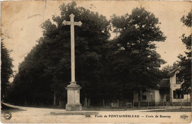 Carte postale ancienne Foret de Fontainebleau Croix de Souvray à Fontainebleau