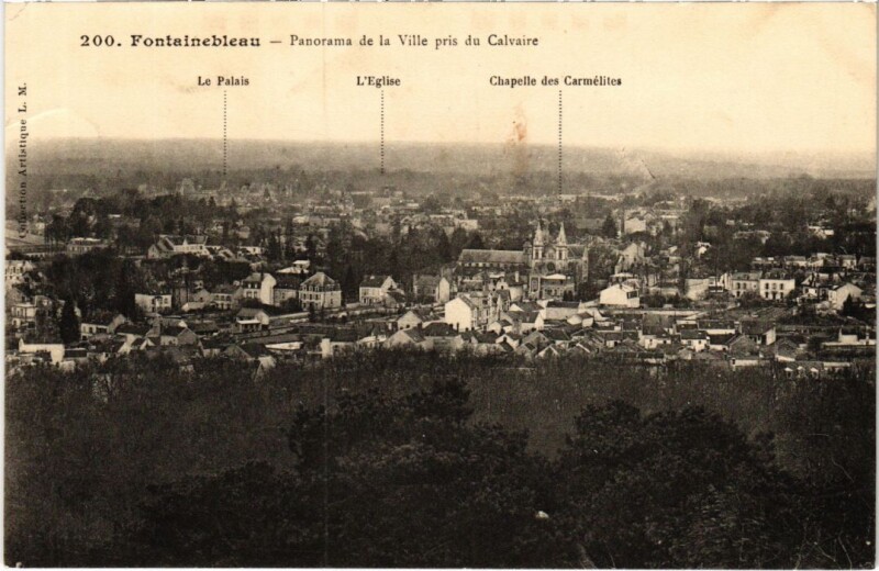 Carte postale ancienne Fontainebleau panorama de la Ville à Fontainebleau