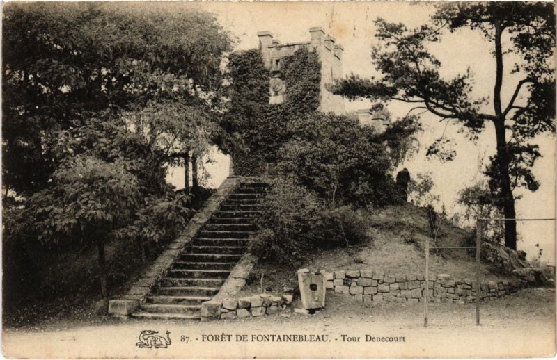 Carte postale ancienne Foret de Fontainebleau Tour Denecourt à Fontainebleau
