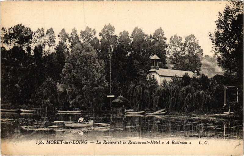 Carte postale ancienne Moret La Riviere et le Restaurant Hotel A Robinson