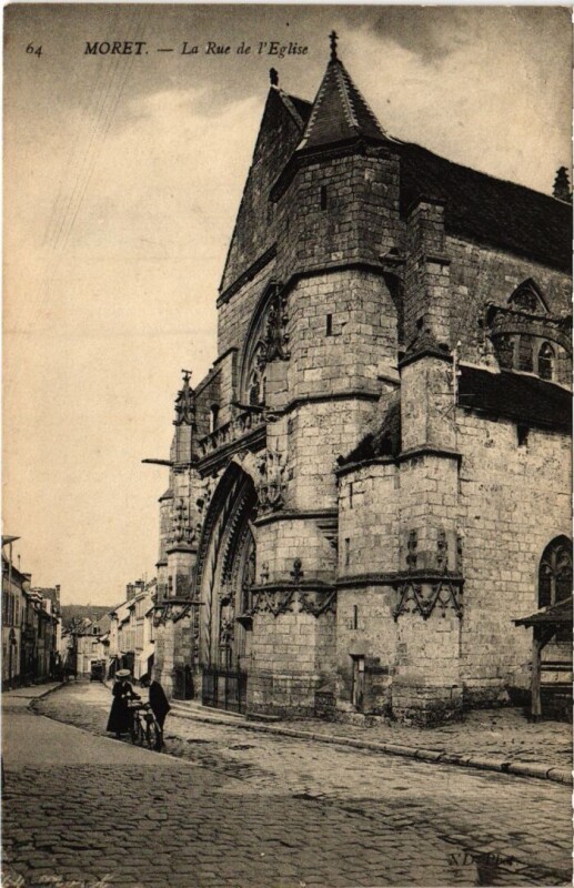 Carte postale ancienne Moret Rue de l'Eglise