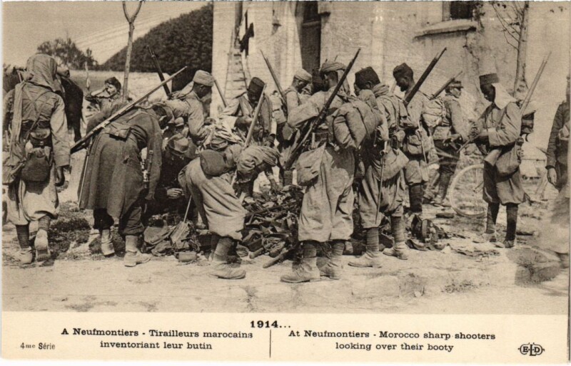 Carte postale ancienne Neufmontiers Tirailleurs marocains