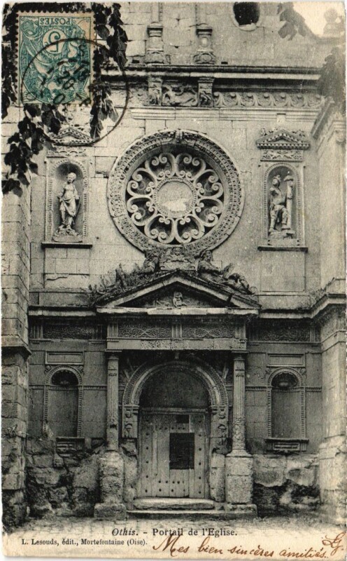 Carte postale ancienne Othis Portail de l'Eglise à Othis