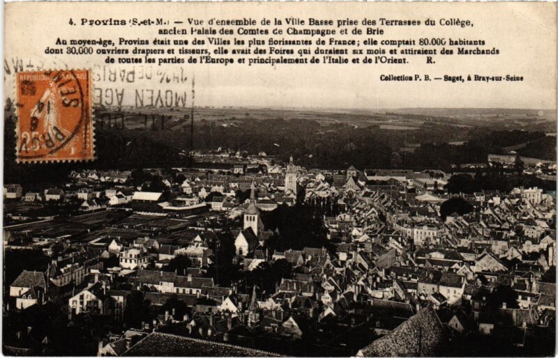 Carte postale ancienne Provins vue d'ensemble à Provins