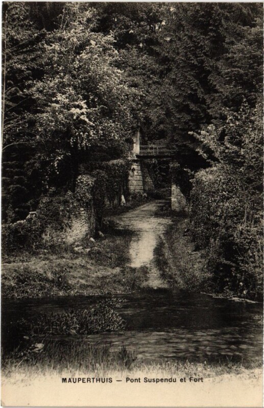 Carte postale ancienne Mauperthuis Pont Suspendu et Fort à Mauperthuis