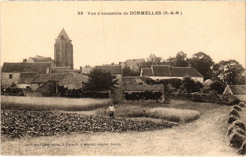 Carte postale ancienne Dormelles vue d'ensemble à Dormelles