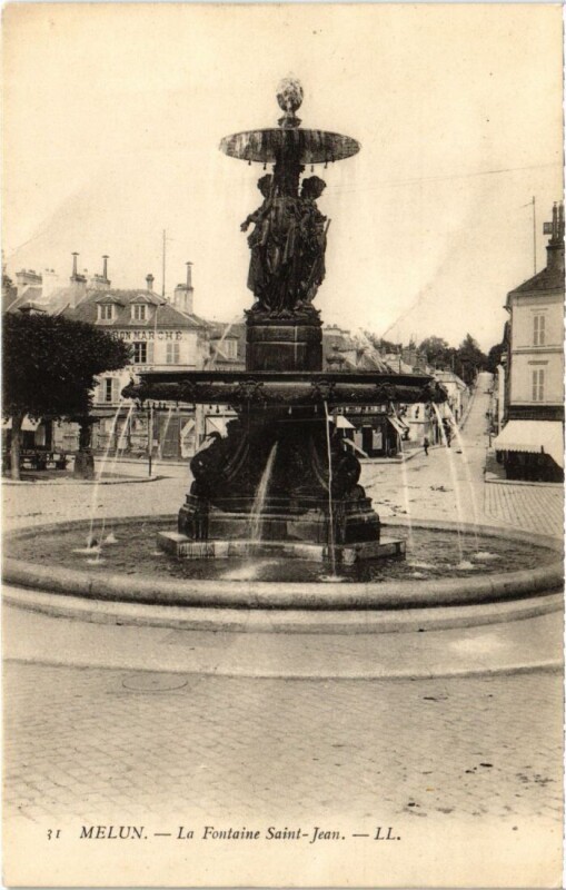 Carte postale ancienne Melun Fontaine Saint-Jean à Melun