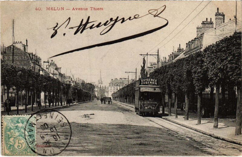 Carte postale ancienne Melun Avenue Thiers à Melun