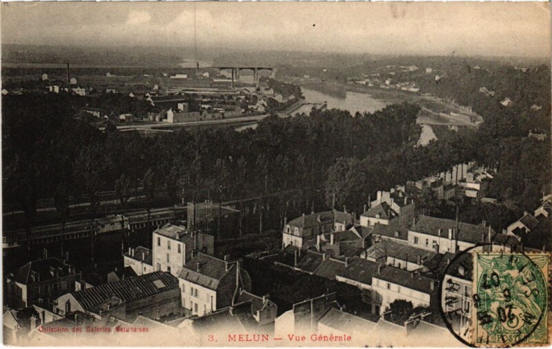 Carte postale ancienne Melun vue generale à Melun