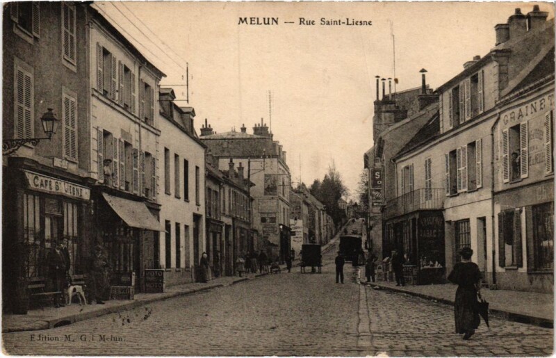 Carte postale ancienne Melun Rue Saint-Liesne à Melun