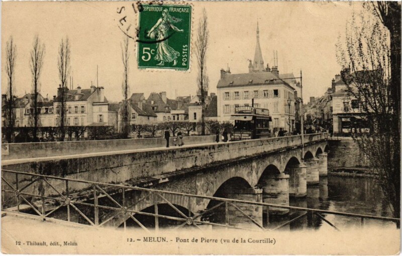 Carte postale ancienne Melun Pont de Pierre à Melun
