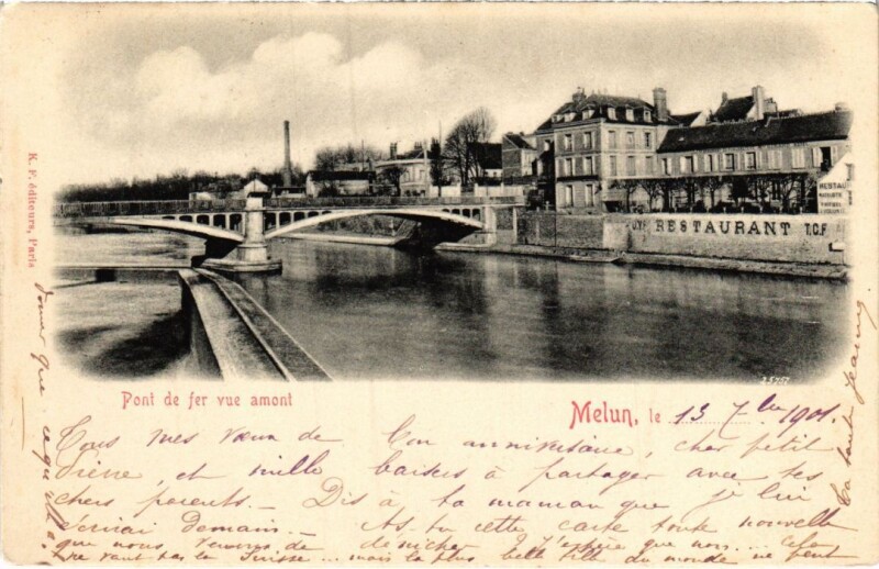 Carte postale ancienne Melun Pont de fer à Melun