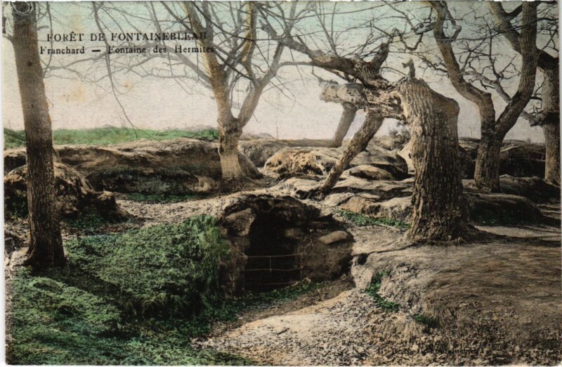Carte postale ancienne Foret de Fontainebleau Franchard Fontaine des Hermites à Fontainebleau