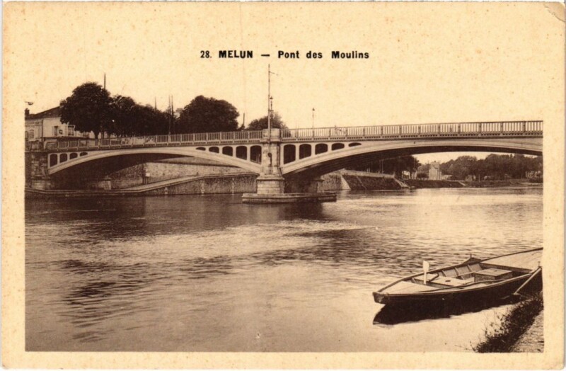 Carte postale ancienne Melun Pont des Moulins à Melun