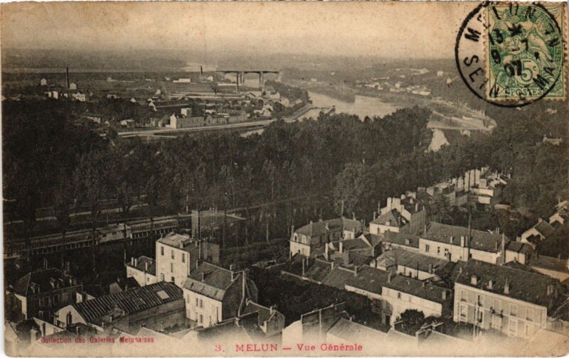 Carte postale ancienne Melun vue generale à Melun
