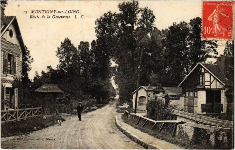 Carte postale ancienne Montigny Route de la Genevraye à La Genevraye