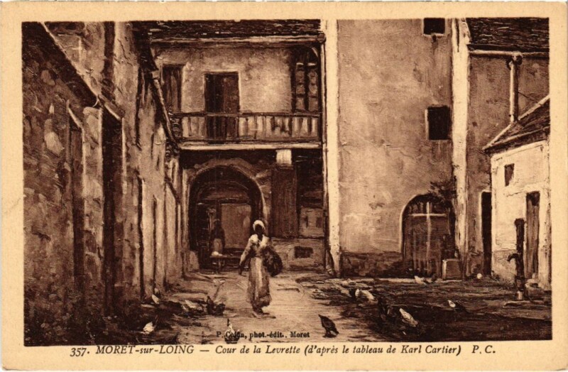 Carte postale ancienne Moret Cour de la Levrette