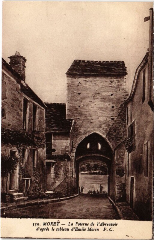 Carte postale ancienne Moret La Poterne de l'Abreuvoir