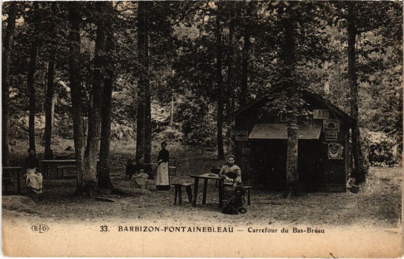 Carte postale ancienne Barbizon Carrefour du Bas Breau à Barbizon