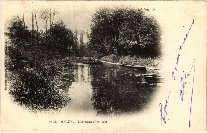 Carte postale ancienne Melun Almont et le Pont à Melun