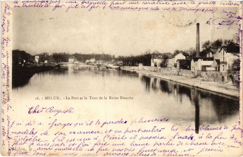 Carte postale ancienne Melun Le Port et la Tour de la Reine Blanche à Melun