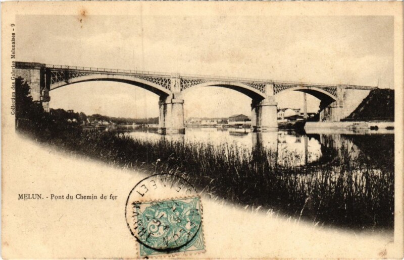 Carte postale ancienne Melun Pont du Chemin de fer à Melun