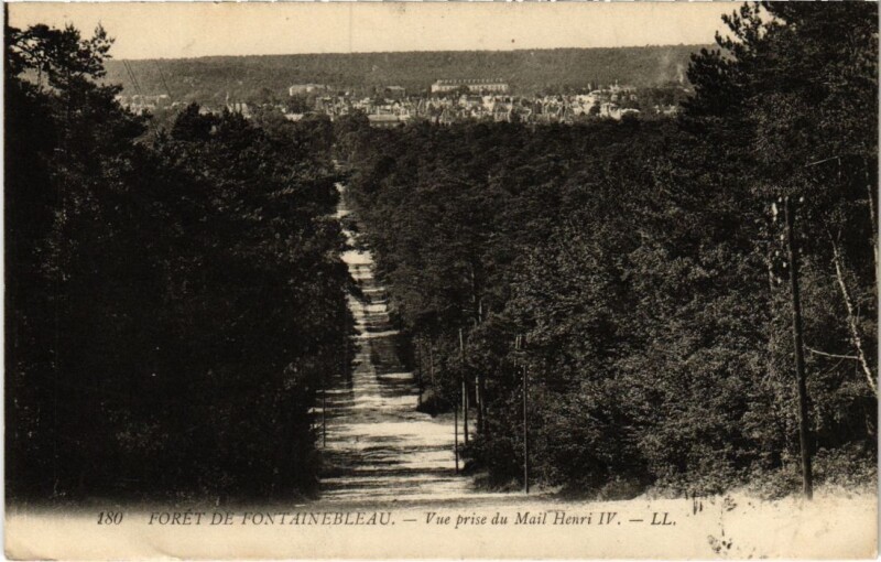 Carte postale ancienne Foret de Fontainebleau vue prise du Mail Henri Iv à Fontainebleau