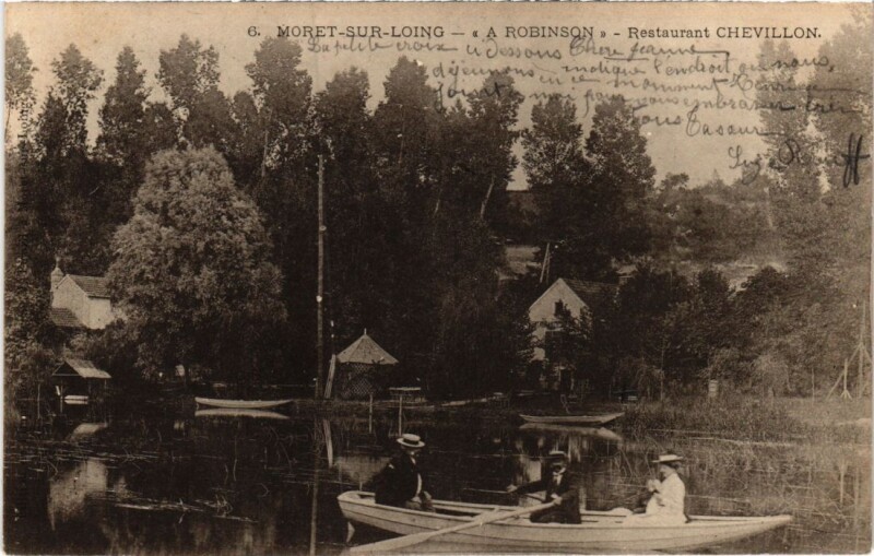 Carte postale ancienne Moret A Robinson Restaurant Chevillon
