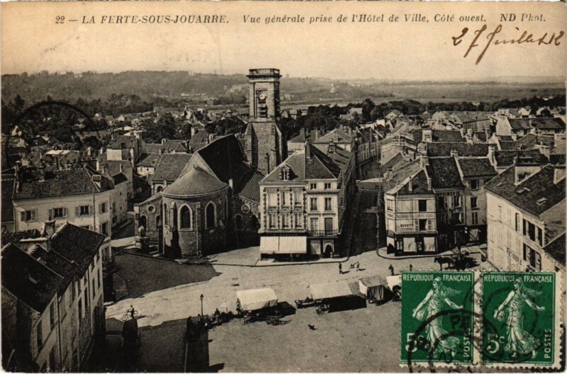 Carte postale ancienne La Ferte sous Jouarre vue generale prise de l'Hotel de Ville à Jouarre