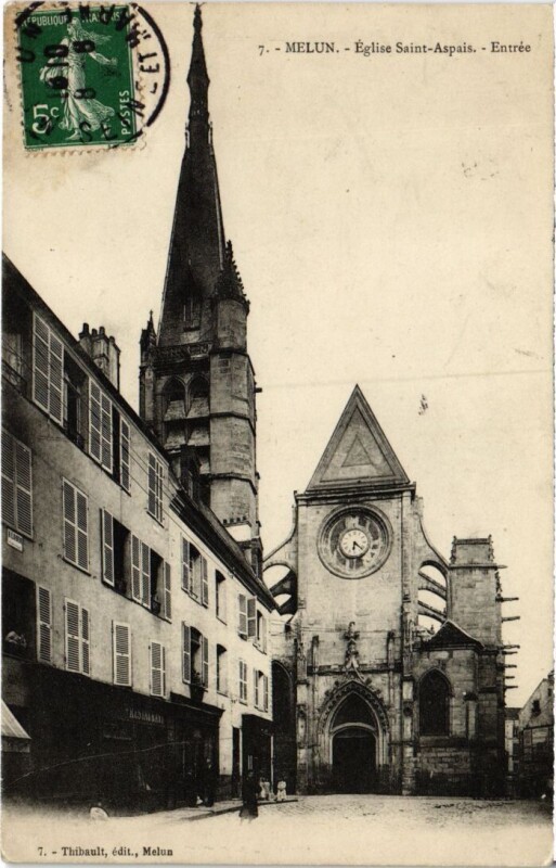 Carte postale ancienne Melun Eglise Saint-Aspais à Melun