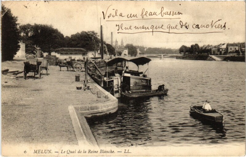 Carte postale ancienne Melun Le Quai de la Reine Blanche à Melun