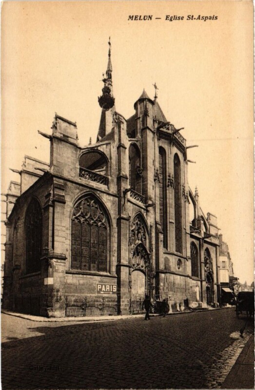 Carte postale ancienne Melun Eglise Saint-Aspais à Melun