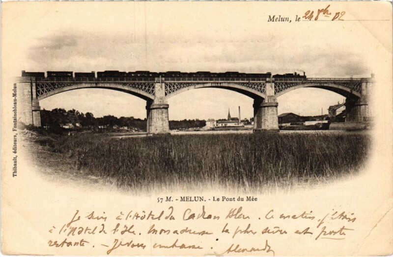 Carte postale ancienne Melun Pont du Mee à Melun
